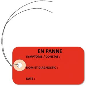 Lot de 100 Etiquettes am&eacute;ricaines 'texte au choix' cartonn&eacute;es 100x55 mm avec attache m&eacute;tallique (EN PANNE) (CODEX ACTION, neuf)