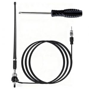 Antenne Radio Marine, Antenne AM FM Marine &Eacute;tanche Flexible 16 Pouces avec C&acirc;ble Coaxial et Base Pivotante 180&deg;, R&eacute;ception AM/FM Longue Port&eacute;e, Adaptateur Universel pour Bateau Voiture Camping-Car (XiaoYuQing, neuf)