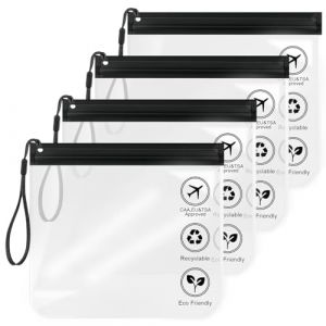 Aucuu Trousse de Toilette Transparente Femme, 20x20cm Kit Voyage Avion Cabine Sac &agrave; Liquide 1L Pochette Transparente Voyage, Sac de Voyages Transparent Trousse pour Liquides Femmes & Hommes (Aucuu&reg;-EU, neuf)