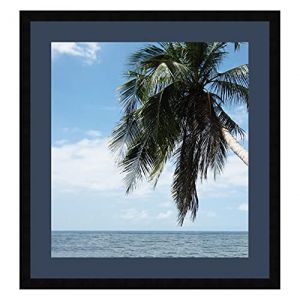 Cadre Photo avec Passe-Partout Bleu Fonce pour Image 46x61 cm ou 61 x 46 cm Cadres Noir, 3 cm de Largeur, Cadre en Bois (RK Cadres, neuf)
