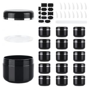 MirraSwit 15 Pièces 50ml Contenant Cosmetique Vide, Pot Vide Cosmétiques, Pots de Crème de Cosmétiques en Réutilisable Plastique, avec Spatule et Étiquette, Stylo pour Crème Lotion (HONGQISHUN, neuf)