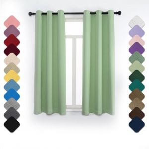 Rideau Occultant Lot de 1 à Oeillets, Rideau Thermique, 180x220cm (LxH) Rideau Porte, Rideau Opaque, Rideau Anti Bruit, Rideau Dressing, pour Chambre Salon Balcon Vert Clair (Elowenne, neuf)