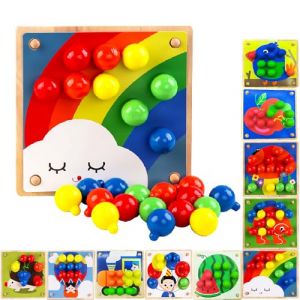 ENIKMOSD Jeu de Mosaïque Enfichable pour enfants de 2 3 4 5 ans, Jeu de mosaïque enfichable en Bois, Jouet éducatif créatif, jouet d'apprentissage éducatif cadeau pour enfants filles garçons (ENIKMOSD-FR, neuf)