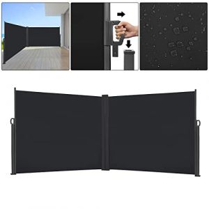 LARS360 Store Lat&eacute;ral Retractable Polyester Paravent Ext&eacute;rieur R&eacute;tractable pour Jardin, Balcon, Terrasse (200 x 600 cm, Noir) (Runmacro, neuf)
