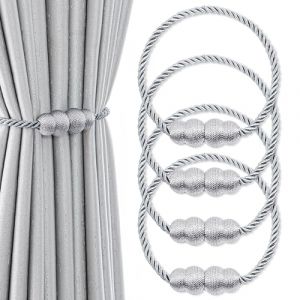 Xiuyer Embrasse pour Rideaux, 4 Pièces Attache Rideau, Embrasse Rideau Magnetique, d'embrasses de Rideaux magnétiques, Pratiques et décoratives, pour fenêtre de Maison et de Bureau(Gris) (Xiuyer, neuf)