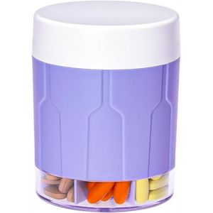 Colorwing Pilulier Semainier 7 jours,Semainier Medicament Rond 7 Compartiments,Facile à Ouvrir et à Verser,Pillulier Semainier Matin et Soir Portable pour Vitamines,Médicaments etc(Violet) (COLOR TAPE, neuf)