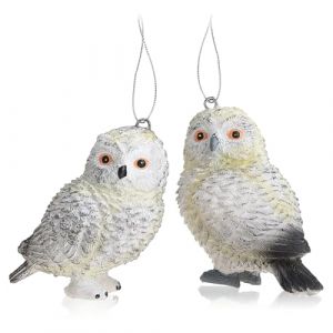 COM-FOUR&reg; 2X d&eacute;corations &agrave; Suspendre pour Le Sapin de No&euml;l - D&eacute;corations pour Sapin de No&euml;l en Forme de Hibou - Pendentif Arbre de No&euml;l Harfang des neiges (Paire de Chouettes) (COM-FOUR  Vertriebs GmbH, neuf)