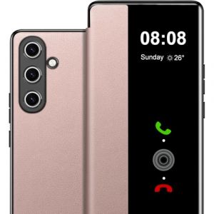 Coque pour Samsung S25 Etui &agrave; Rabat pour Samsung Galaxy S25 Coque Clapet S25 Protection Case Flip Folio Clear View Cover Mince 360 Full Body Antichoc Housse 5G/6.2" (Or Rose) (ZhuChuangYouSuJiaoZhiPinYouXianGongSi, neuf)