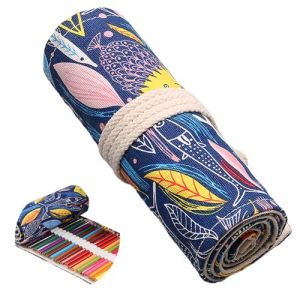 Hoxgar Trousse &agrave; crayons enroulable en toile avec 24/36/48/72 emplacements - Grande capacit&eacute; - Organiseur de crayons de couleur pour dessin, coloriage et croquis (crayon non inclus), 36 Slots, Trousse (ZXDP, neuf)