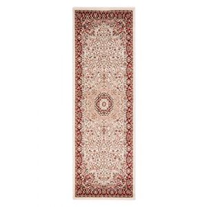 Carpeto Rugs Tapis Salon Motif Fleur Oriental - Tapis Grande Taille de Chambre Adulte Moderne à Poils Ras - Moquette pour Chambre et Salon - Crème Rouge 1-80 x 200 cm (Mazovia, neuf)