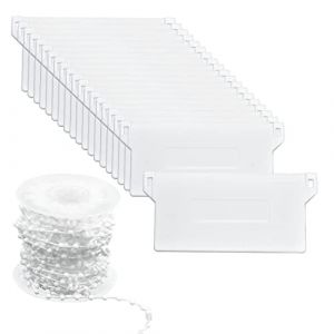 20 Pcs Poids de Store Vertical 89mm 127mm, 10m Chaîne de Store Verticales Plastique, Lattes de Stores, Kit de Réparation de Stores Verticaux pour Maison et Bureau, Blanc (qinsocor, neuf)
