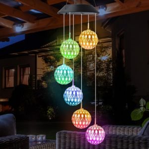 Riisoyu Solaire Carillon a Vent Exterieur, Solaire Carillon Éolien avec Lumières LED à Changement de Couleur LED Solaires Carillon Couleur Changeante pour Décoration de Jardin Porch Terrasse Cour Fête (JINJIE LIMITED, neuf)