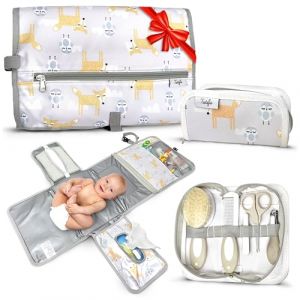 Tutifu&reg; Matelas a Langer de Voyage et Kit Soin Bebe Naissance. Tapis a Langer Bebe, Change Bebe, Nomade, Trousse de Toilette Bebe, Portable, Cadeau Naissance Fille, Garcon, Accessoire, Maternit&eacute; (BICTIVE, neuf)