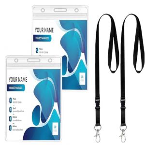 Fhlbestyu 1/2 PCS Porte Badge Cordon Tour de Cou avec Porte-cartes, Porte Carte Tour de Cou Transparent et Etanche, Porte Cl&eacute;s Carte de Travail, Carte D'&eacute;tudiant, Lani&egrave;re de Bureau (Fhlbestyu, neuf)