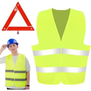 VisageVitalit Triangle Voiture, Triangle et Gilet Jaune pour Voiture, Gilet de S&eacute;Curit&eacute;, Kit Triangle de Signalisation, Triangle Pliable pour Voiture, avec Mallette de Rangement (liuchao123, neuf)