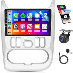 1G+32G sans Fil Carplay Android Autoradio 2 Din pour Renault Logan 1 Sandero 2009-2015 Largus Dacia Duster 9 Pouces Autoradio avec Android Auto Navi GPS WiFi Bluetooth FM/RDS/HiFi/SWC Cam&eacute;ra de Recul (Rimoody Direct, neuf)