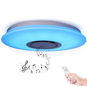 Horevo 36W Ø50cm Plafonnier Bluetooth, Plafonnier LED Musique avec Télécommande et Contrôle APP 6500K Éclairage RGB Dimmable pour Chambre, Chambre d'Enfants, Salon (Certification CE) (Horevo, neuf)