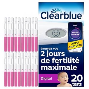 Clearblue Test Ovulation Digital, Aide &Agrave; Concevoir, 1 Appareil Digital Et 20 Tests, Signale vos 2 Jours les Plus Fertiles, Maximise vos Chances de Concevoir Naturellement, L'Emballage peut varier (Parasanteonline, neuf)