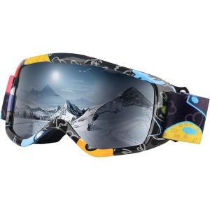 Lunettes de ski pour enfants, gar&ccedil;ons et filles (gris) (BlackJ, neuf)