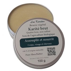 Lou Karitan Beurre de Karit&eacute; brut, 100% vierge,Non raffin&eacute;, Pot de 100 gr (LOU KARITAN, neuf)