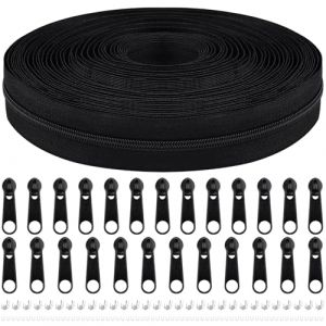 Fermeture &eacute;clair sans fin avec fermeture &eacute;clair, 3 mm, 5 mm, 9 m, nylon, au m&egrave;tre, fermeture &eacute;clair sans fin en m&eacute;tal pour v&ecirc;tements, sacs, trousse &agrave; crayons, linge de lit, blanc cr&egrave;me (noir, #3) (MicButty, neuf)