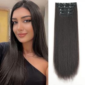 YDDM Extension Cheveux Naturel Clip Marron fonc&eacute; Extension a Clip Cheveux Naturel Cheveux raides Extensions de Cheveux Extension Rajout Cheveux Clip (YDDM Hair, neuf)