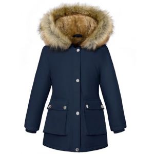 Vancavoo Manteaux Fille Hiver Parka Veste Enfant Longue Blouson Epaisse Manteau &agrave; Capuche Chaud Polaire V&ecirc;tements D'ext&eacute;rieur pour 6-12 Ans,Bleu marine,135-145CM (XT-Direct, neuf)