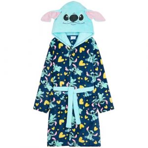 Get Trend Disney Stitch Peignoir Polaire Fille et Ado, Robe de Chambre Enfant avec Capuche et Ceinture, Idée Cadeau (11-12 Ans, Bleu Marine/Bleu Stitch) (Get Trend., neuf)