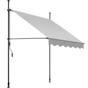 tectake Store banne sans Perçage Auvent Marquise Retractable avec Manivelle Multi-Fonction Store latéral Enroulable Brise Vue Brise Soleil Opaque en Aluminium - Gris Clair, 150 x 180 cm (Made4Home SAS, neuf)