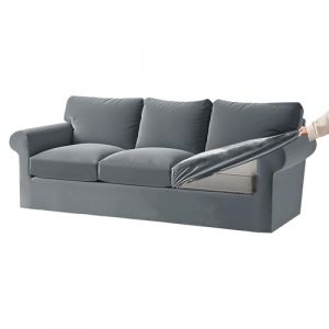 KYJSW Housse De Canapé Ektorp Extensible en Velours 1/2/3/4 Place Couvre Canapé avec Dossiers Et Coussins De Siège Séparés Protection De Meubles (Gris Bleu,3 Places 7 PCS) (KYJDZ, neuf)