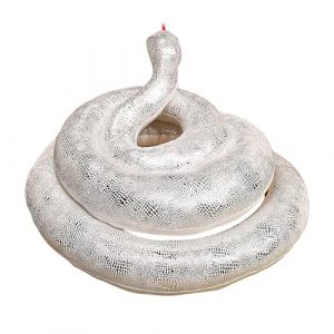 YJZQ Serpent g&eacute;ant en Peluche de 200 cm Serpent R&eacute;aliste Style Paillette d&eacute;coration Halloween Accessoires d'anniversaire Coussin de Serpent pour Chat et d&eacute;cor Salon Serpent en Peluche Argent (YJZQ, neuf)