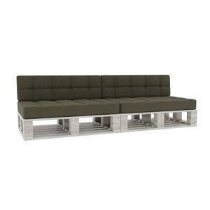 Coussin pour Palette Coussin d'assise Dossier piqué PFG 2xSet (Coussin d'assise 120x80 +Dossier 120x40), Vert foncé (FavreShop, neuf)