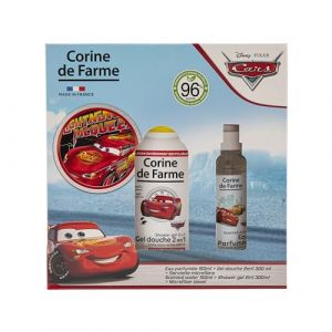Corine de Farme - Coffret Cars : Eau Parfum&eacute;e 150ml + Gel Douche 2en1 300ml + Serviette Microfibre Enfant, Parfum Musc Fruit&eacute; et Pomme, 96% Naturel, D&egrave;s 3 Ans (Corine de Farme, neuf)
