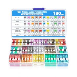 Xibao Fusible Voiture,2A 3A 5A 7.5A 10A 15A 20A 25A 30A 35A 40A Fusible de S&eacute;curit&eacute; de Voiture,Fusibles Standard pour Auto,Convient aux Voitures, Camions,SUV,VTT,UTV,Camping-cars et Motos (180Pcs) (Flywing Auto, neuf)