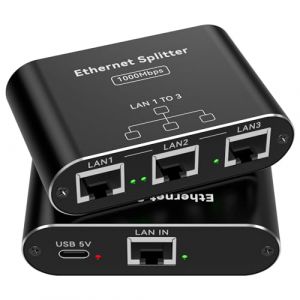 PVBCTCSID Répartiteur RJ45 1 À 3 1000Mbps Switch Ethernet Splitter Gigabit Switch Internet 3 Ports LAN Cable Splitter Supporte 3 Appareils en Même Temps Fonctionne avec des Câbles Cat5/6/6E/7/8 (XINGZX, neuf)