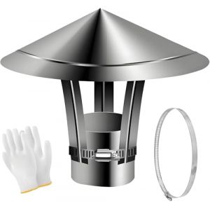 SYFNLPH Chapeau de chemin&eacute;e de Pluie, Capot de Toit en Acier Inoxydable, Ensemble de couvercles de Tuyau de po&ecirc;le for Conduit de chemin&eacute;e ext&eacute;rieur, &eacute;vent de fournaise, r&eacute;glable(80mm/3.1in) (Jingli store, neuf)