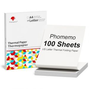 Phomemo Papier pliable continu Format lettre US, 216 mm x 279 mm (8,5" x 10,98"), compatible avec l'imprimante portable A4 P831/M832/M833/M834, pour entreprise, photo, factures, contrats, 100 feuil (phomemo, neuf)