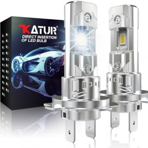 KATUR Ampoule H7 LED, 16000LM H1 Phares Avant De Voitures, 6000K Blanc 500% Lumineuses H7 LED Voiture Anti Erreur Canbus, Plug and Play 1:1 Remplace Lampes Halog&egrave;nes Et X&eacute;non, 2 Pi&egrave;ces (KAtur, neuf)