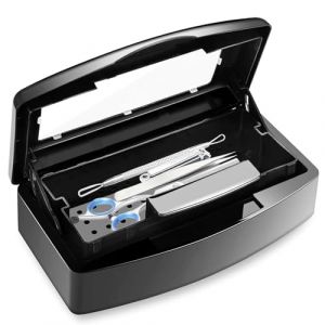 Plateau D&eacute;sinfection, Nail Outils St&eacute;rilisateur, Plateau de st&eacute;rilisation en plastique, Outils de Salon, pour tweezer, salon de coiffure, impl&eacute;ment d'ongles pour esth&eacute;ticienne (Noir) (Cchhjty, neuf)