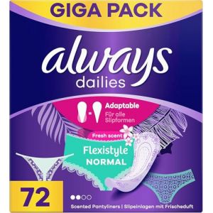 Always Dailies Slipeinlagen Damen Flexistyle Fresh Normal (72 Binden) Giga Pack, mit dezentem Duft, passend für alle Slipformen (TRIBELLIUM GmbH & Co. KG, neuf)