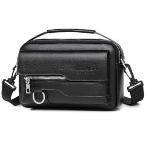 A-QMZL Sacs Bandouli&egrave;re homme,Sacoche Bandouliere Cuir Petite Sac &agrave; Bandouli&egrave;re vintage Shoulder Bag Crossbody Business Sacs &Eacute;tanche Convient pour loisirs, travail,voyages (noir) (QIMEI-EU, neuf)