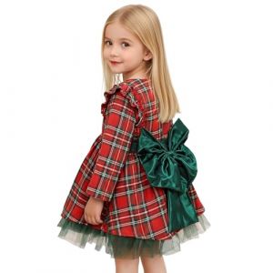 JiAmy Robe de No&euml;l pour b&eacute;b&eacute; fille Enfant Longues manches rouge &agrave; carreaux Bowknot Princesse V&ecirc;tements d'hiver pour f&ecirc;te de No&euml;l Tenue de P&egrave;re No&euml;l V&ecirc;tements pour fille 12 mois-6 ans, 4-5 ans (JiAmy-EU, neuf)