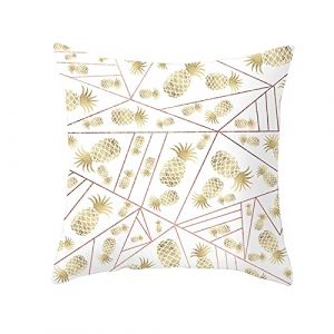 Daesar Taie d'oreiller, Housse de Coussin 50x50 Or Blanc Housse Coussin Exterieur Motif Ananas, Polyester (DAESAR, neuf)