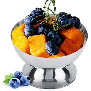 Demeras Verre &agrave; Cr&egrave;me Glac&eacute;e, Verre &agrave; Dessert en Acier Inoxydable, Assiette &agrave; Dessert en Acier Inoxydable, R&eacute;utilisable pour les Restaurants de Cuisine &agrave; Domicile (Court) (JQNuk-EU, neuf)