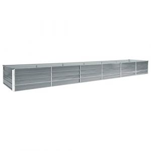 vidaXL Lit Surélevé Pot de Fleurs Bac à Plante Pot de Plante Jardinière Véranda Jardin Balcon Extérieur Acier Galvanisé 480x80x45 cm Gris (D-aisy, neuf)