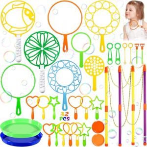 CYJJYZ 32Pcs Baguette à Bulles Ensemble, Bulles de Savon Enfant Géante Kit, Bulles de Savon géantes, Bulles Sticks pour Enfants pour Activités de Plein air, Jeu Plein Air Été Fête, Mariage (CASALE FRANCESCA, neuf)