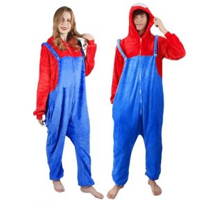 Zhulybowei Combinaison Pyjama Unisexe Adulte, Pyjama Cosplay Deguisement Costume, Super Plombiers Adultes, Deguisement Cosplay Costume Sleepwear Combinaison Jumpsuit pour Homme Femme (Bei.G, neuf)
