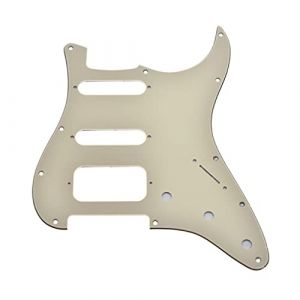 Dopro Pickguard 11 trous pour guitare Strat HSS 2 vis Humbucking Compatible avec American Fender Stratocaster Cr&egrave;me 3 plis (Dopro E-commerce, neuf)
