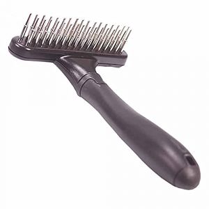 Secwell Brosse de toilettage pour Animaux de Compagnie Râteau pour Chien à Double rangée Râteau-déméloir pour Chien Massage pour Brosse à Cheveux Barre de démêlage avec Dents 33 (LEAFEU, neuf)