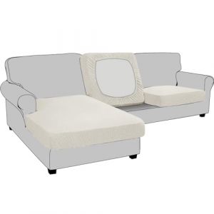 BXFUL Housse de Coussin Extensible de canapé Housse de Protection pour Meubles Housse de siège de canapé Couvre pour Canapé Protege de Meubles Antipoussière (Dossier-Coussin,Blanc) (ZIQIONG, neuf)